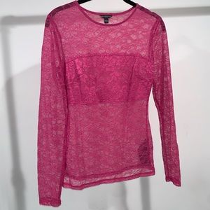 Guess Pink Lace Long sleeve Blouse CA